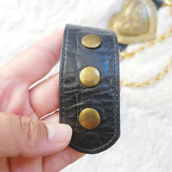 RARE Vintage Cache Streets Ahead Mia Heart Chain Leather Croc Belt - Picture 10 of 11